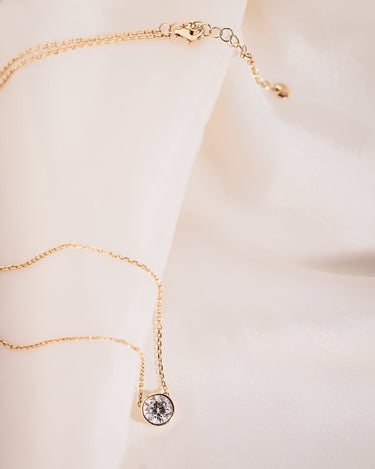 Ready to Ship - Bezel Necklace - Round - Zen Moissanite