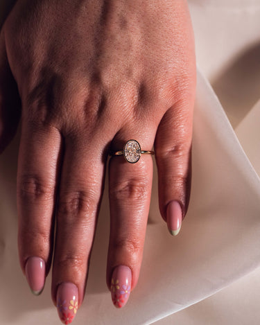 1ct Oval Moissanite Halo Engagement Ring - Aurelius Jewelry