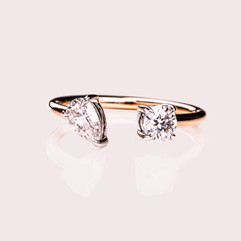 Prêt à expédier - Bague flottante à deux pierres