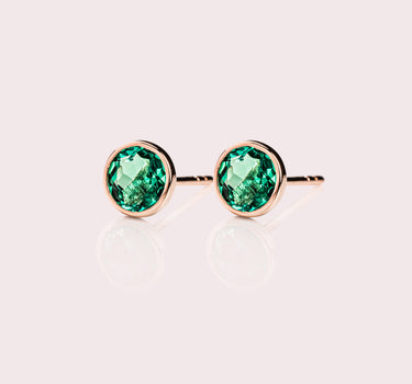 Demi Earrings - Round Lab-Emerald