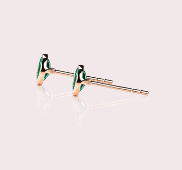 Demi Earrings - Round Lab-Emerald