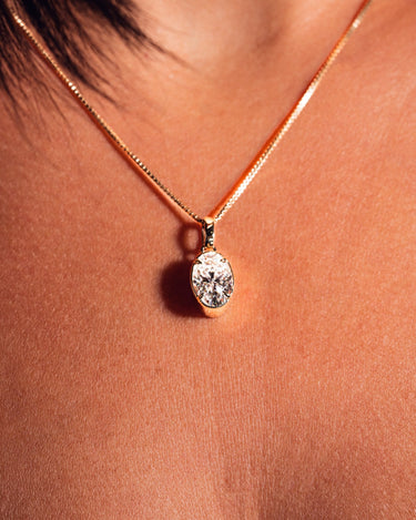 Bezel Pendant - Oval - Zen Moissanite