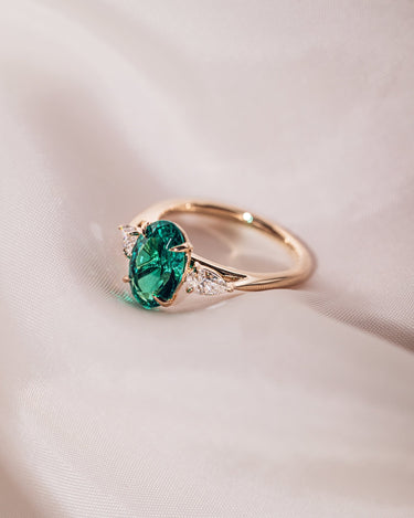 Hannah - Oval (Lab - Emerald) & Pear - Zen Moissanite