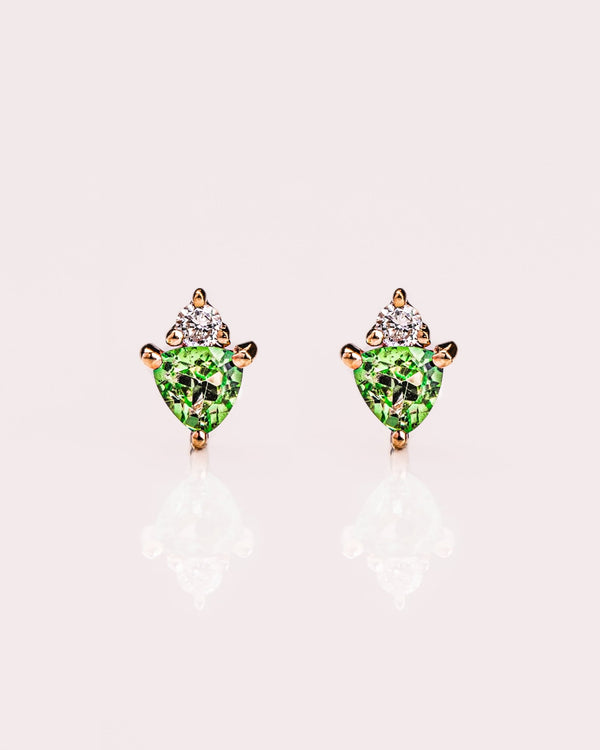 Ready to Ship - Tsavorite & Lab - Diamond Earrings - Zen Moissanite