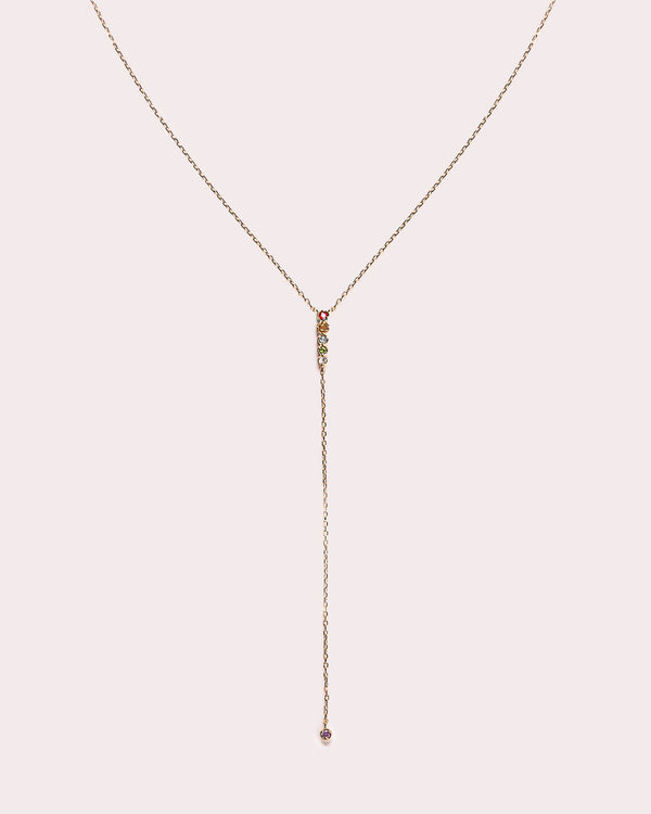 Ready to Ship - Lariat Rainbow Necklace - Zen Moissanite